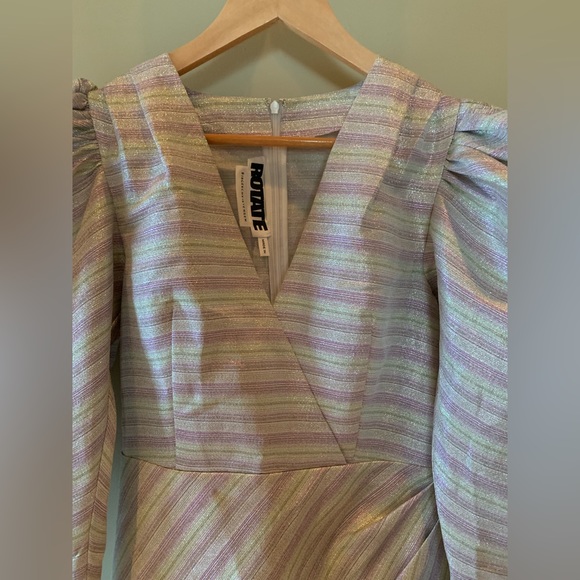 ROTATE Birger Christensen Metallic Wrap Dress - Picture 4 of 13